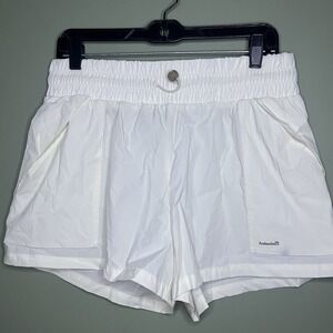 Avalanche Women's Large, White Nylon & Spandex Shorts w/Wide Waist Band Athletic